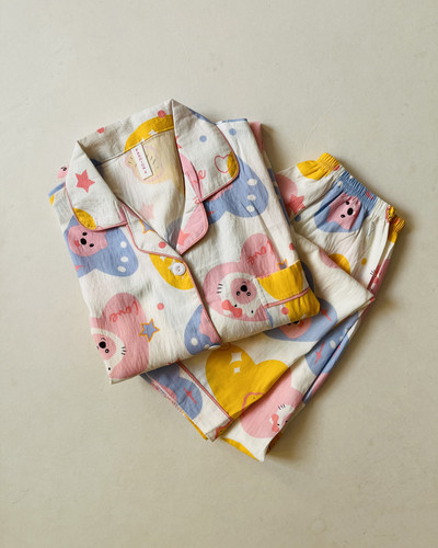 ست بلوز شلوار راحتی جلو دکمه