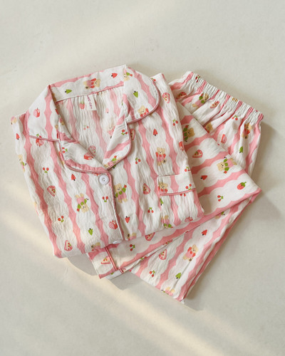 ست بلوز و شلوار جلو دکمه وارداتی