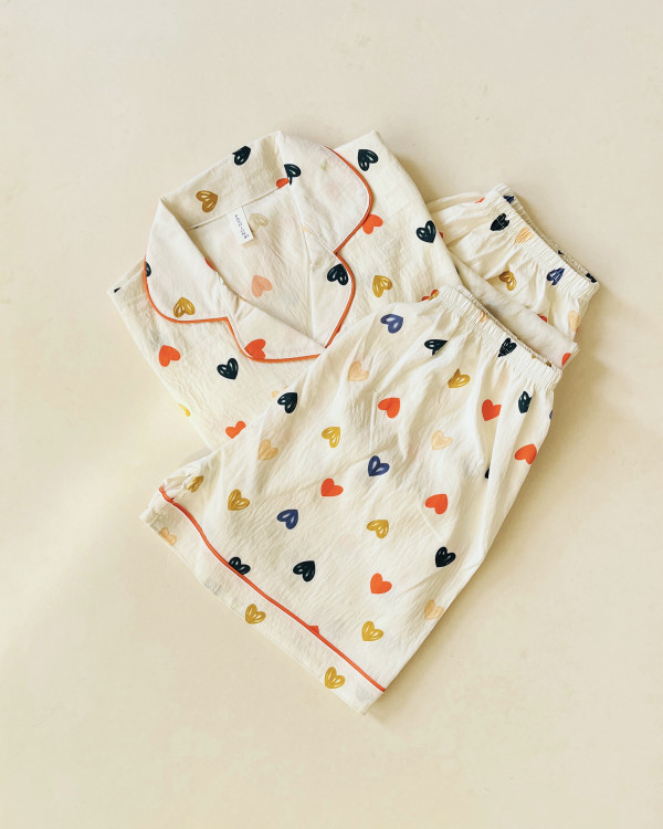 ست سه تیکه بلوز، شلوار و شلوارک نخ موسلین آستین کوتاه