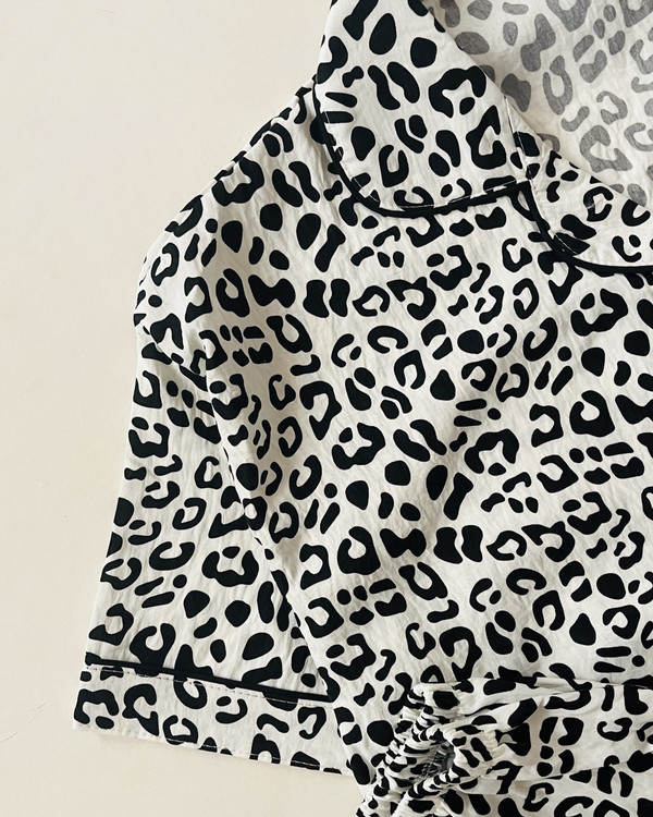 ست بلوز شلوار خونگی موسلین پلنگی