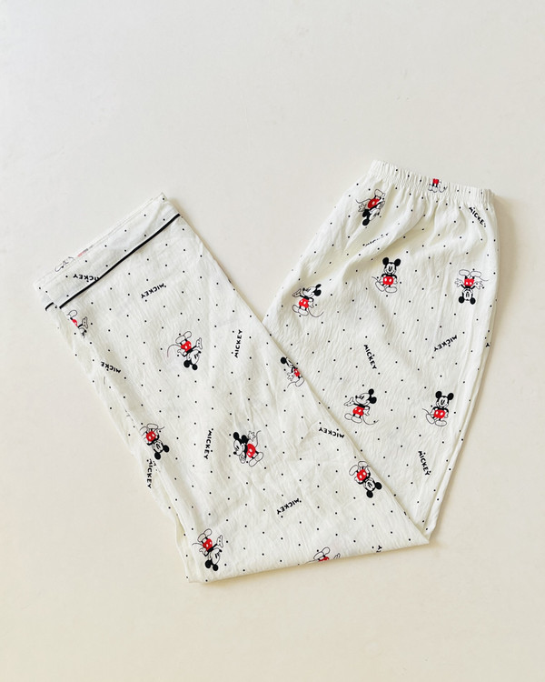 ست سه تیکه بلوز، شلوار و شلوارک نخ موسلین آستین کوتاه میکی موس