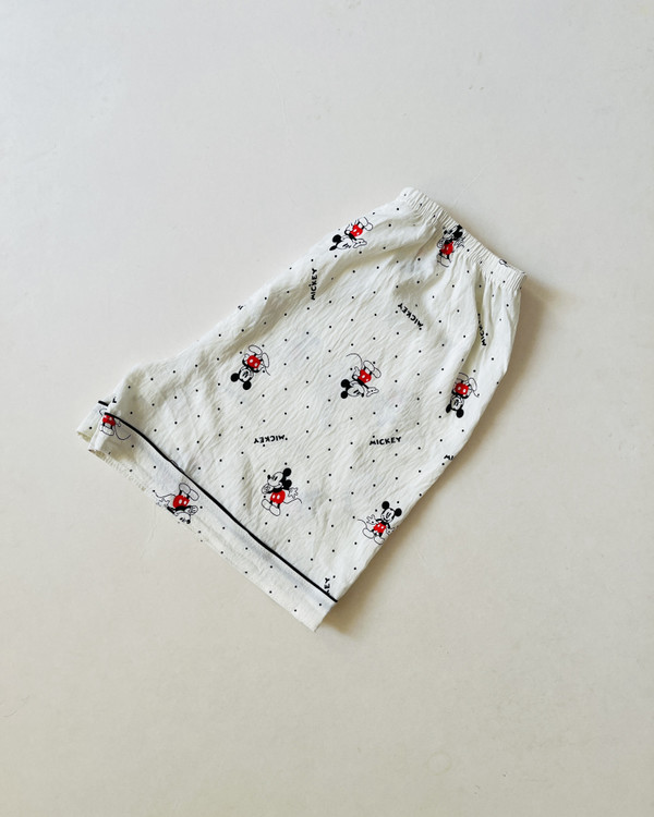 ست سه تیکه بلوز، شلوار و شلوارک نخ موسلین آستین کوتاه میکی موس